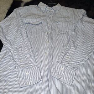 Panhandle Slim Blue and White Striped Button Down Shirt